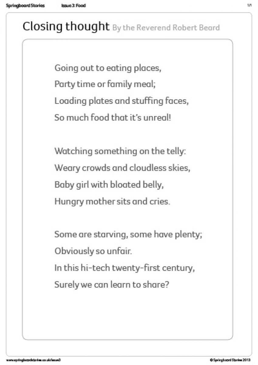 Food assembly - closing thought