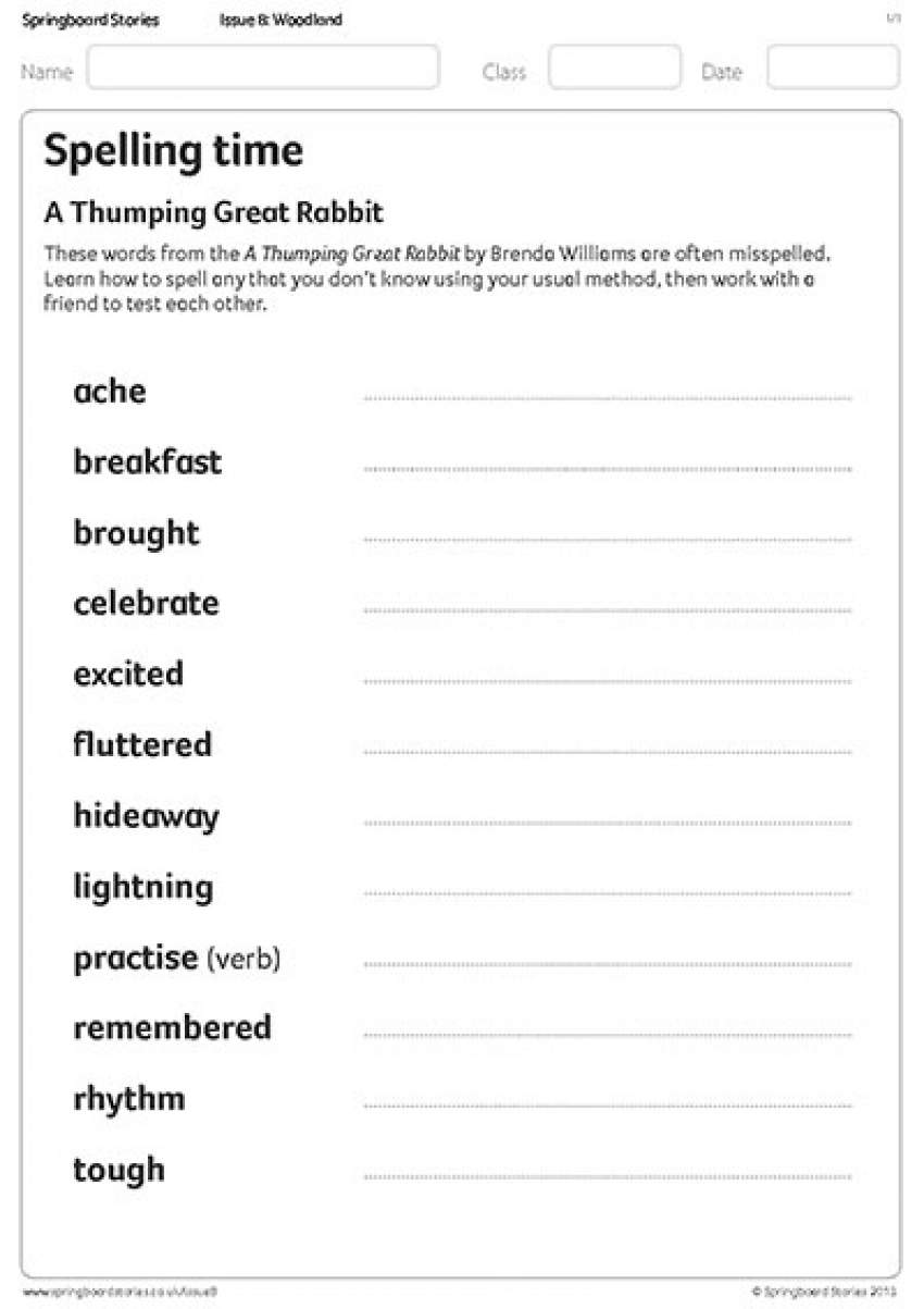 A thumping great rabbit spelling resource