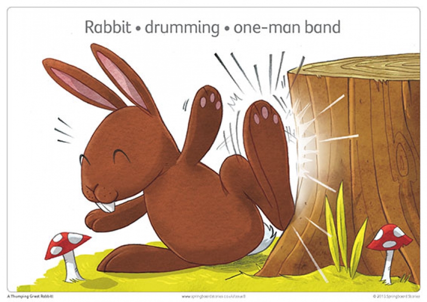 A thumping great rabbit storytelling prompt cards primary resource &ndash; phrases