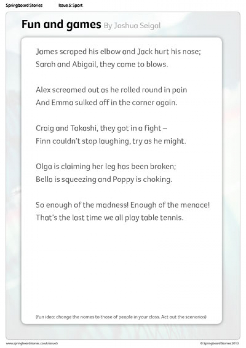 Springboard Stories - Sporty poetry