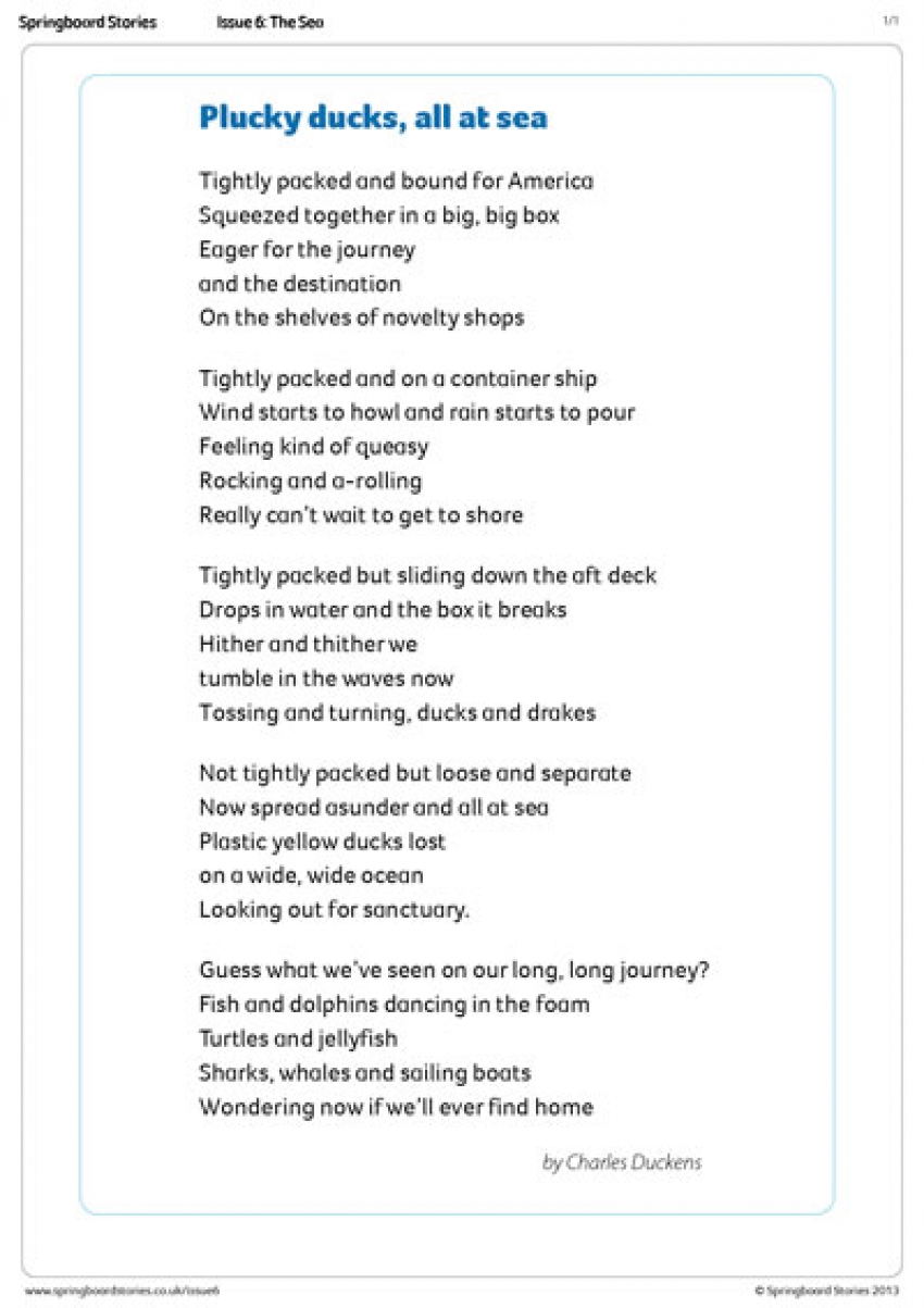 Springboard Stories Plucky duck poem
