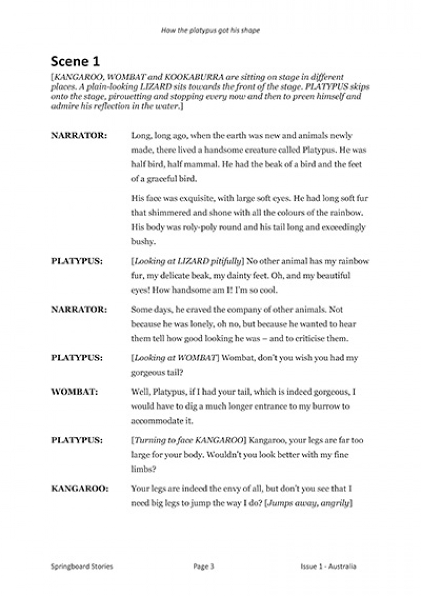 How the platypus got his shape playscript primary resource &ndash; Australia topic