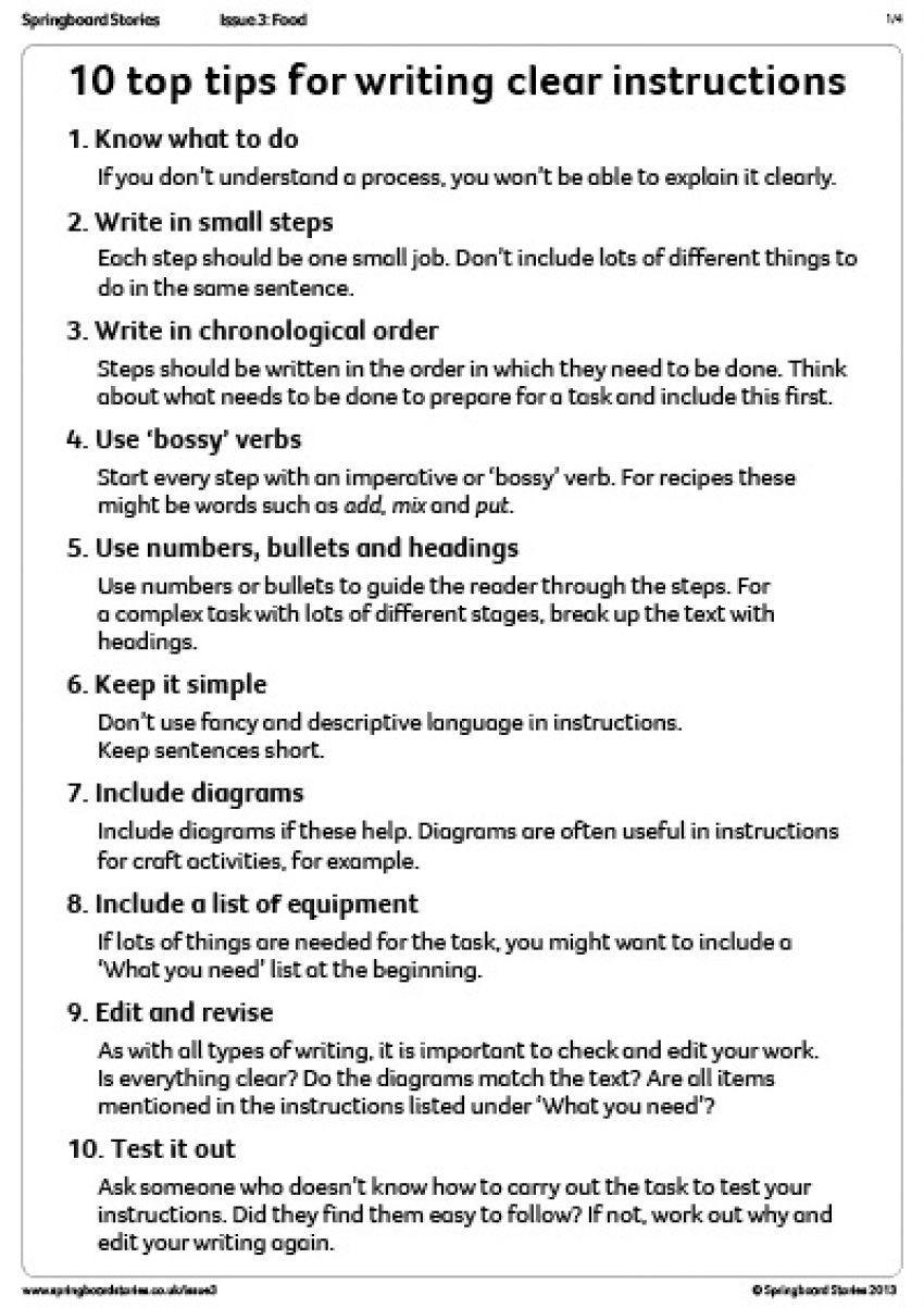 Top tips for instructional writing primary resource