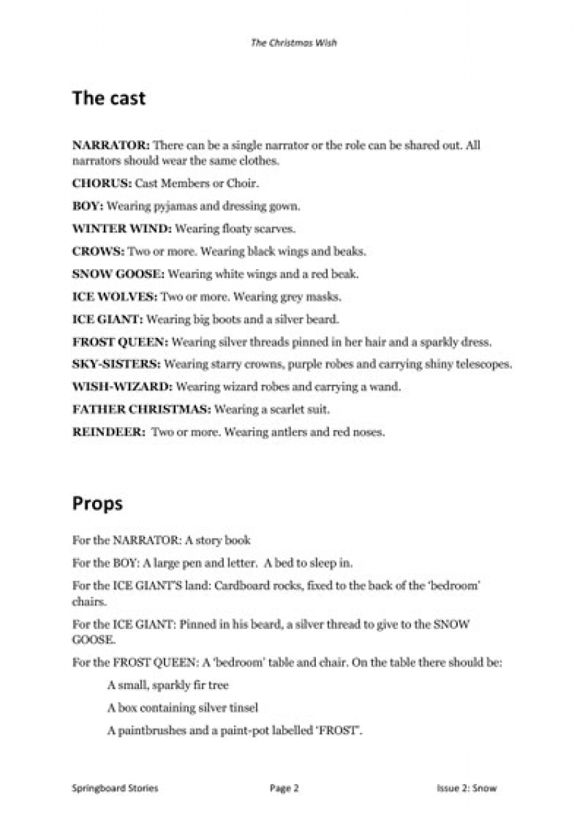 The Christmas Wish story playscript