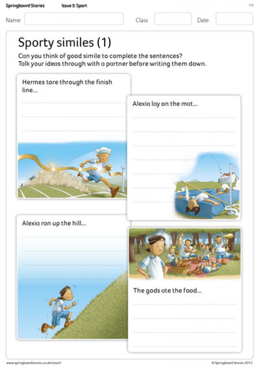 Sports Day on Mount Olympus sporty similes primary literacy resource
