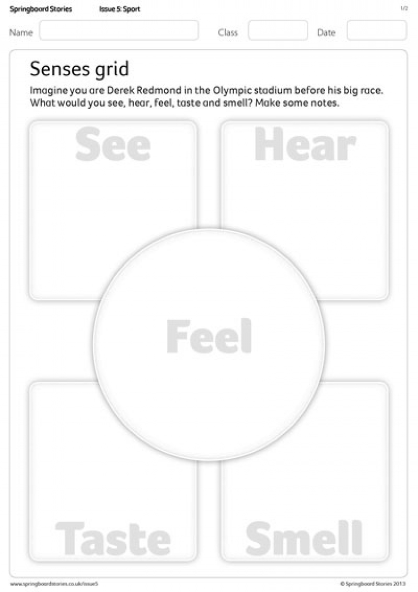 Senses grid primary literacy resource