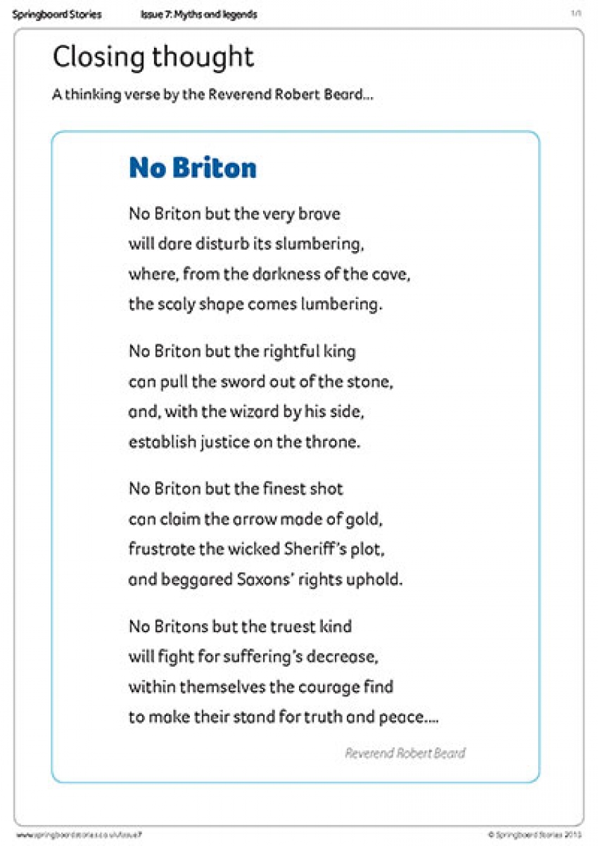 Myths assembly &ndash; closing thought