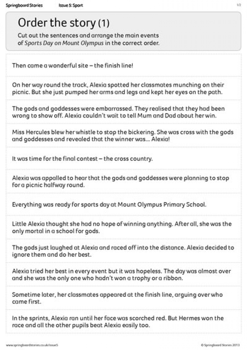 Order the story primary literacy resource