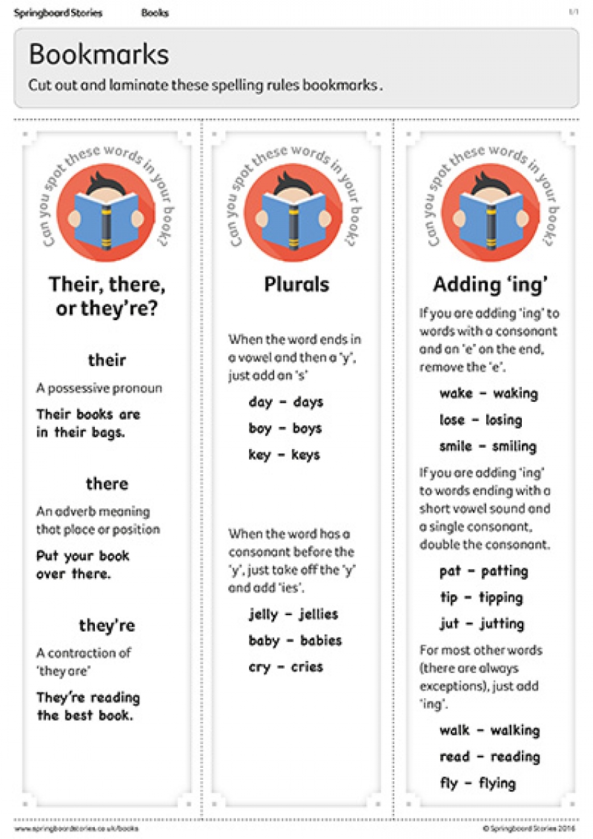 Spelling rules bookmarks