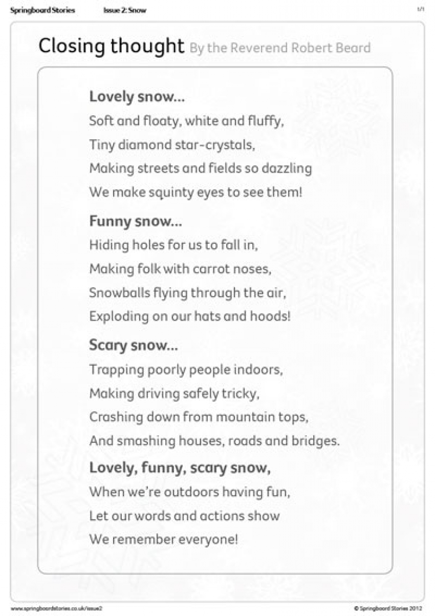 Snow assembly - closing thought