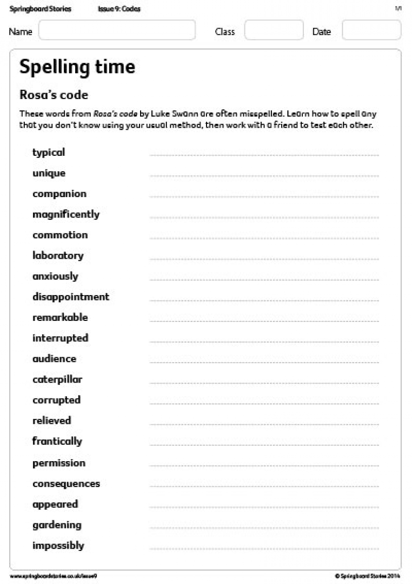 Rosa’s Code spellings