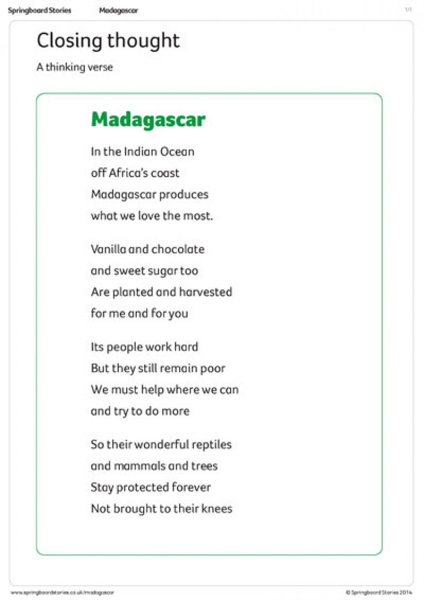 Madagascar assembly – closing thought