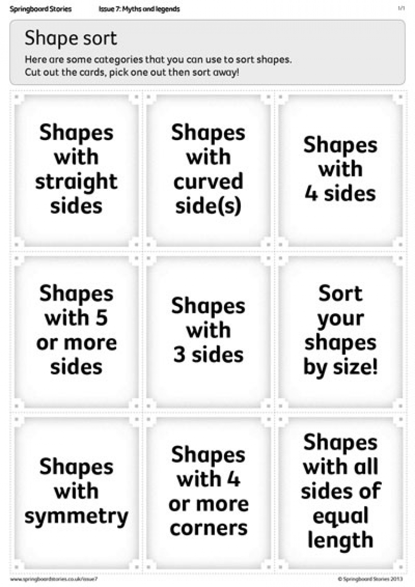 Shape sort primary maths resource