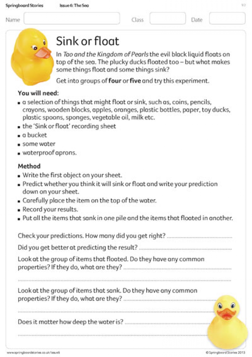 Sink or float primary science resource