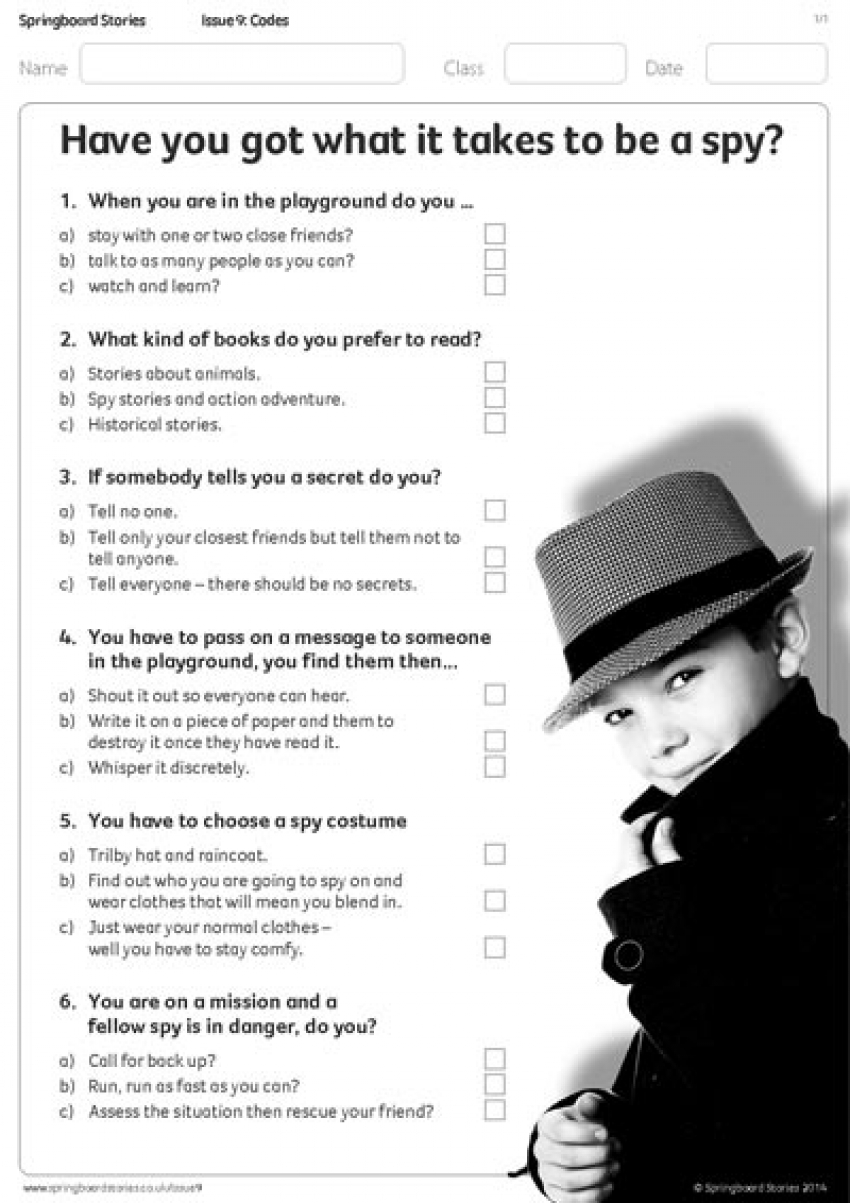 Spy questionnaire primary resource